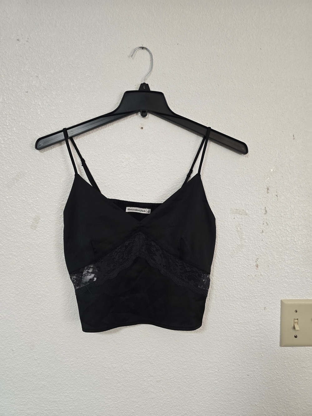 Abercrombie & Fitch Black Lace-Accented Satin Cami